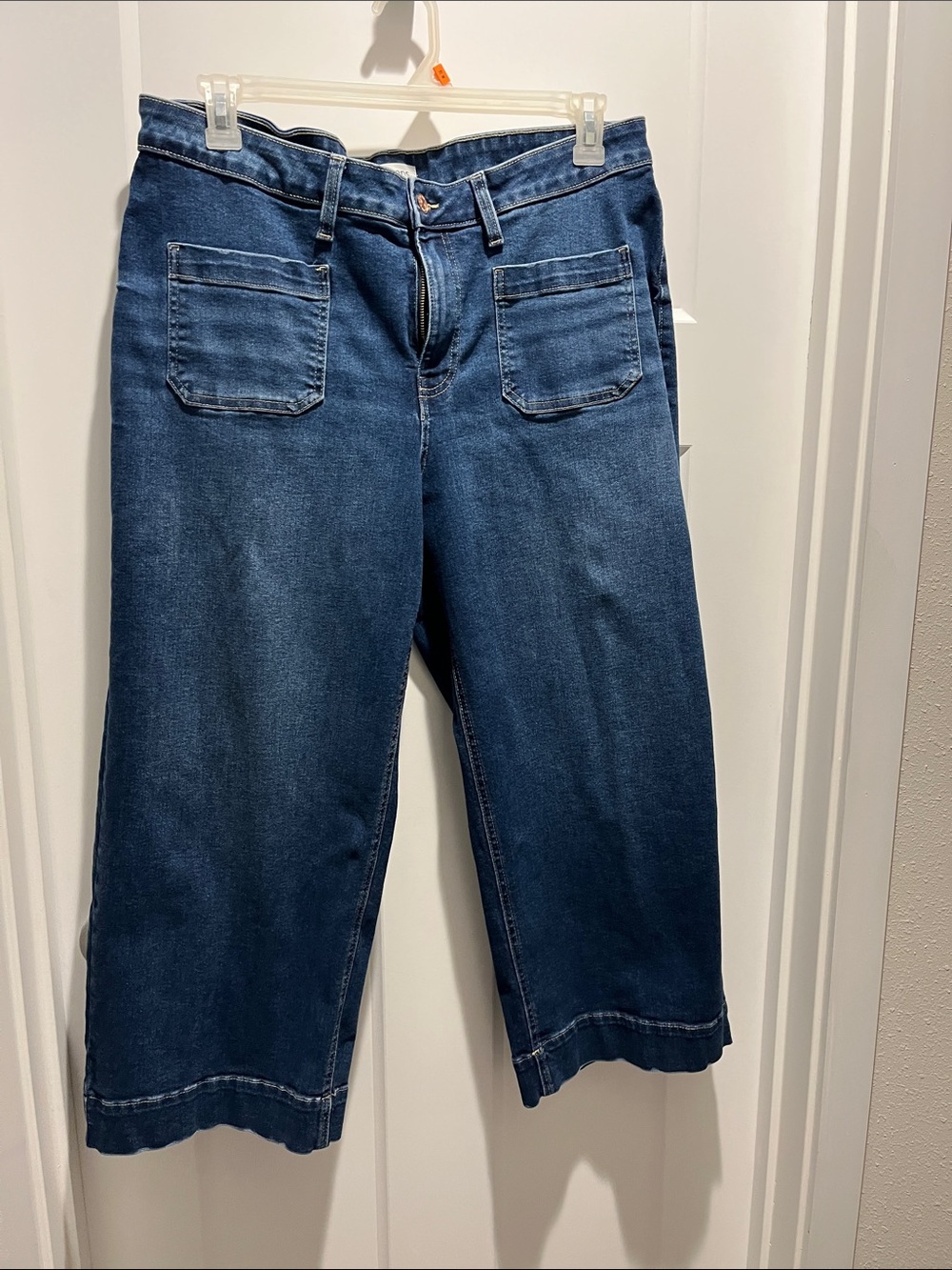 Maurices Dark Blue Cropped Wide-Leg Jeans